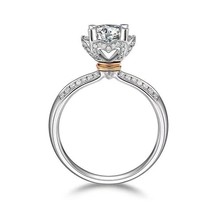Women&#39;s 925 Silver 18K Gold Plated 1 Carat Moissanite Engagement Wedding Ring - £6.01 GBP