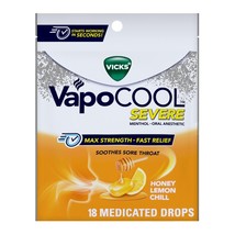 Vicks VapoCOOL Severe Medicated Sore Throat Drops, Fast-Acting Max Strength - $12.24 CAD