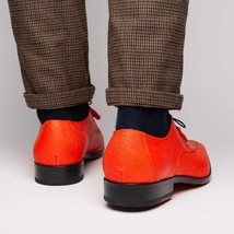 Andretti Genuine Ostrich Leg Dress Derby's Tasseled laces Shoes Orange image 8
