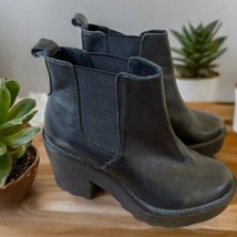 Steve Madden GRETTA Black Chunky Leather Boots Women’s Size 6 36 - £46.73 GBP