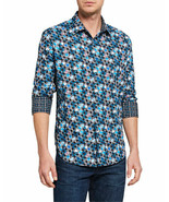 NWT ROBERT GRAHAM shirt LG men&#39;s contrast cuffs circle design woven casual  - $164.03 CAD