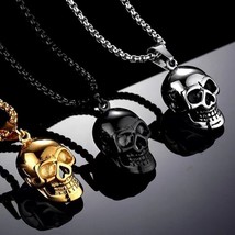 Skull Skeletons Pendant Necklace Men&#39;s Gothic Punk Retro Jewelry Chain 24&quot; Gift - £9.64 GBP