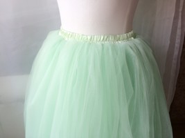Mint Green Fluffy Tulle Midi Skirt Womens Custom Plus Size Layered Tulle Skirt image 3