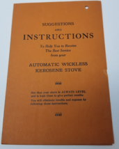 Automatic Wickless Kerosene Stove Instructions Parts List 1940 - £14.92 GBP