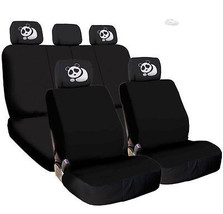 For Toyota New Black Flat Cloth Car Truck Seat Covers and Panda Headrest... - £32.20 GBP