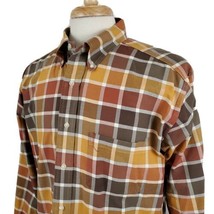 Bills Khakis Shirt Large Long Sleeve Button Down Plaid Brown Gold Cotton... - $27.99