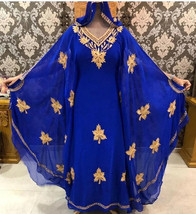 Farasha Kaftan Georgette Dress Fancy Wedding Moroccan Festive Party Abaya Dubai - £57.16 GBP