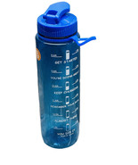 Motivational/Sorts/Gym Blue Water Bottle 34 Fl Oz / 2 L  W/Straw/Time Ma... - $18.83 CAD