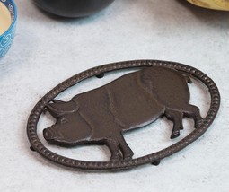 Cast Iron Rustic Swine Bacon Pig Cutout With Raised Studs Border Metal Trivet - £20.45 GBP