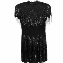 Vtg creative Creations 100% silk beaded sequin evening dress flapper party - £82.52 GBP