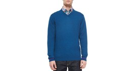 NWT ROBERT GRAHAM M textured sweater V-neck relaxed classic fit teal wool $228 - £78.21 GBP