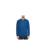 NWT ROBERT GRAHAM M textured sweater V-neck relaxed classic fit teal woo... - $137.03 CAD