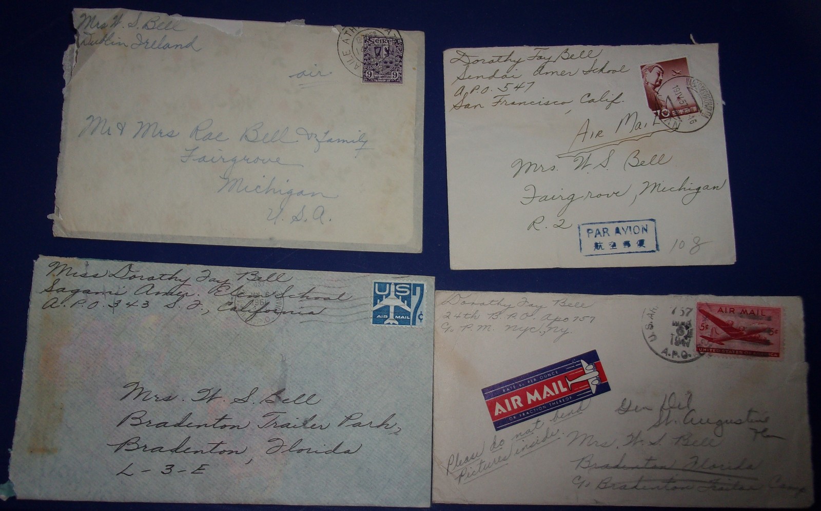 Vintage Four Air Mail Postage Envelopes 1940s - $1.99