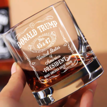 Donald Trump Whiskey Label 100% MAGA 10.5 oz Whiskey Glass Free Shipping... - $19.00