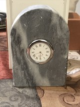 Marbled Granite Quartz Clock ~ Collectible Mantle / Shelf / Desk, 6”H X 4”W - £12.69 GBP