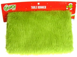 Ruz Licensed Dr. Seuss&#39; The Grinch Christmas Faux Fur Green Table Runner... - $49.99