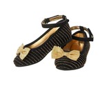 NWT Crazy 8 Toddler Girls Black Gold Stripe Mary Jane Flats Shoes Size 5 - £8.83 GBP