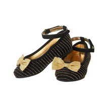 NWT Crazy 8 Toddler Girls Black Gold Stripe Mary Jane Flats Shoes Size 5 - $10.99