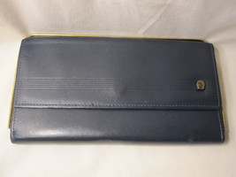 vintage Etienne Aigner Blue Leather Tri-Fold Clutch / Purse - £15.98 GBP