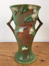 Vintage 1940s Roseville Art Deco Pottery USA V-6 Green Snowberry Handled... - $125.00