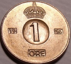Gem Unc Sweden 1956 Ore~Mint Error Die Crack Over The 9~All Coins - $4.62