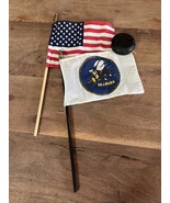 Vintage Mini Seabees And USA Flag With Holder - $20.58 CAD