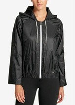 DKNY Donna Karan Sport Rolled Cuff Hooded Windbreaker Jacket, Black, XS-S-M-L - £23.98 GBP