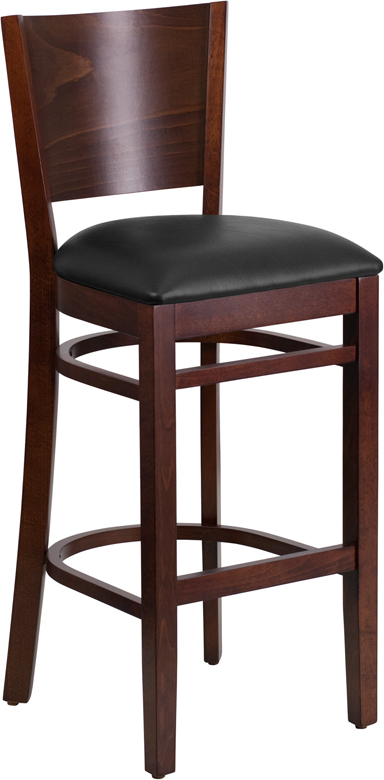 Walnut Wood Stool-Blk Vinyl XU-DG-W0094BAR-WAL-BLKV-GG