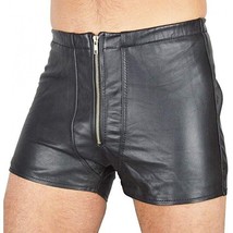 Pantalones cortos de cuero para hombre con cordones en la cintura... - £60.08 GBP+