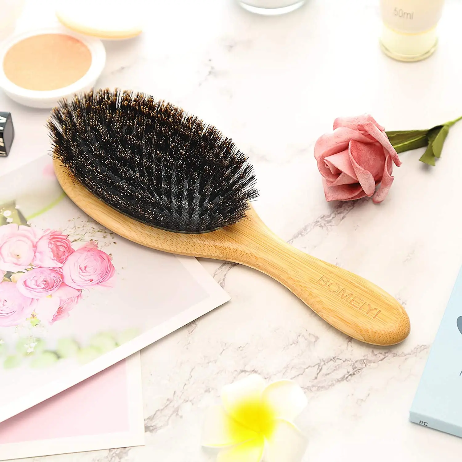 An s hairbrush wild boar bristle rubber air cushion brush bamboo comb set maage styling thumb200