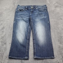 Vigoss Jeans Womens 14 Blue Mid Rise Flat Front Button Zip Capri Denim Pants - £23.72 GBP