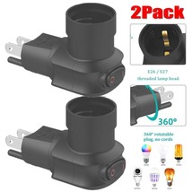 2Pack 360 Plug In Light Socket Outlet To Light Bulb 3-Prong E27 Socket A... - $26.99