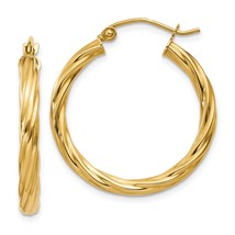 14K Yellow Gold Twisted Hoop Earrings Jewelry 28mm x 25.5mm - £166.95 GBP