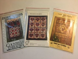 LOT OF 3 QUILT PROJECT PATTERNS Wall Hangings Red Wagon Country Threads ... - £7.62 GBP