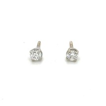 1/2 ctw Diamond Stud Earrings REAL Solid 18 k White Gold 1.0 g - £1,157.86 GBP