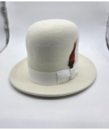 Oversize Very Tall 20cm Bowler Hat wool hat In Cream white.  Oversized T... - $82.60