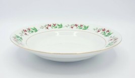 Gibson Housewares China Christmas Holly Berries Rimmed Soup Bowl  - $5.93