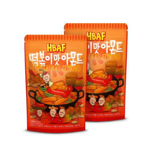 HBAF Nuts Tteokbokki Flavor Almond 190g*2ea 떡볶이맛 아몬드 - $39.49