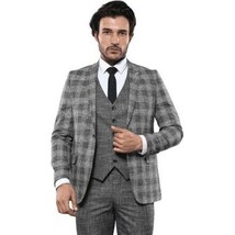 Men 3pc European Vested Suit WESSI by J.VALINTIN Extra Slim Fit JV37 Black White image 6