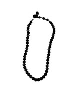 Vintage Made In Japan Classic Signed Long Black Oval Beaded Clip Necklac... - £14.51 GBP