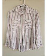 Loft Button Down Shirt, White Blue/Red, Women&#39;s S 100% Rayon - $14.99