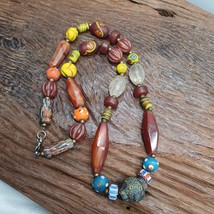 A beautiful collection of rainbow crystal, Agate and glass old beads Necklace - £65.66 GBP