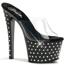 FINAL SALE STARDUST-701 7&quot; Heel Platform Rhinestones Studded Clear Women... - $52.95