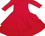 Ralph Lauren dress red tiered skirt 3/4 sleeve cotton knit XS blue trim - $24.74