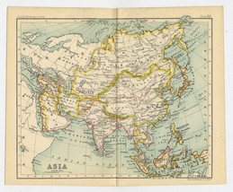 1912 Antique Political Map Of Asia China India Saudi Arabia / Verso Turkey - £17.45 GBP