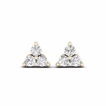 0.25 Ct Diamond Three Stone Stud Earrings in 10K Yellow Gold - £200.92 GBP