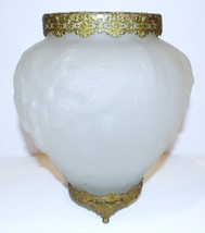 Stunning Vintage Tiffin Frosted Glass 1930&#39;S Art Deco Poppy Ormolu Trim Vase - £86.84 GBP