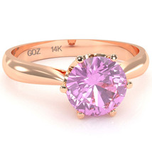 Crown Setting Lab-Created Pink Sapphire Engagement Ring In 14k Rose Gold - £321.65 GBP