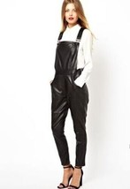 100% Soft Lambskin Stylish Women Leather Romper Casual Party Black Jumpsuit - £143.61 GBP+
