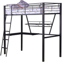 Senon Loft Bed With Desk By Acme Furniture In Silver And Black. - £408.90 GBP